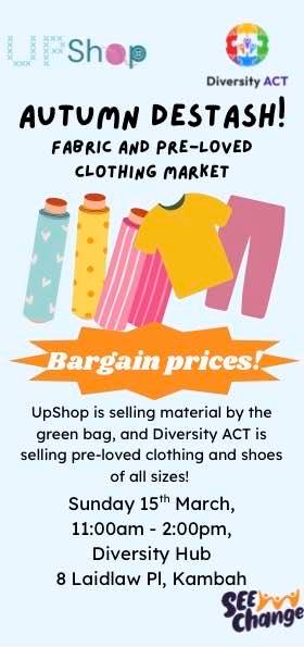 Poster for second hand craft materials shop's autumn sale